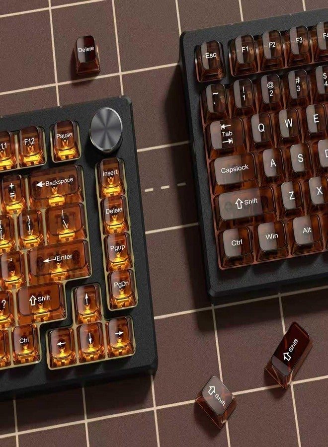 dagaladoo Brown Clear keycaps,Coffee Transparent keycaps 60 75 100 Percent,Ceramic Jelly Key caps Set,Shine Through Key caps.,MDA Profile Keyboard Key Cap for Mx Switches Mechanical Keyboard - Image 3