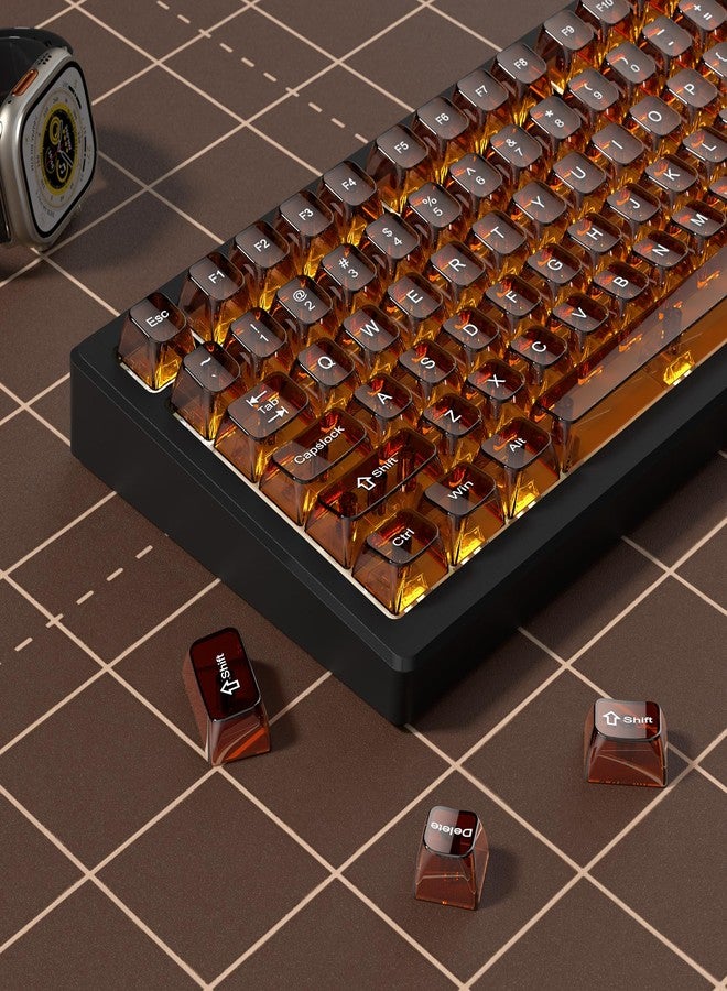 dagaladoo Brown Clear keycaps,Coffee Transparent keycaps 60 75 100 Percent,Ceramic Jelly Key caps Set,Shine Through Key caps.,MDA Profile Keyboard Key Cap for Mx Switches Mechanical Keyboard - Image 5