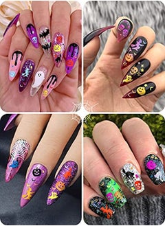 EBANKU 3 Boxes Halloween Nail Art Glitter Sequins, 3D Holographic Skull Spider Pumpkin Bat Ghost Witch Halloween Confetti Glitter For Diy Nail Art Halloween Party  - Image 5