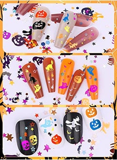 EBANKU 3 Boxes Halloween Nail Art Glitter Sequins, 3D Holographic Skull Spider Pumpkin Bat Ghost Witch Halloween Confetti Glitter For Diy Nail Art Halloween Party  - Image 4