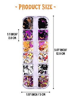 EBANKU 3 Boxes Halloween Nail Art Glitter Sequins, 3D Holographic Skull Spider Pumpkin Bat Ghost Witch Halloween Confetti Glitter For Diy Nail Art Halloween Party  - Image 2