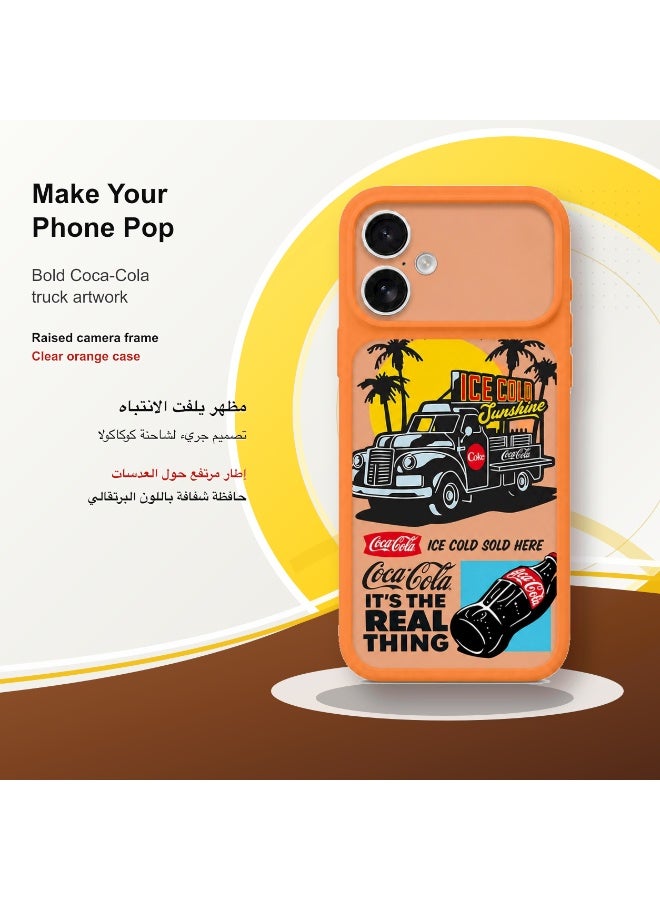 Coca-Cola iPhone 17 Magnetic Phone Case, Ice Cold Sunshine Vintage Truck Design, Raised Camera Protection, Slim Matte TPU Cover, Orange - Image 1