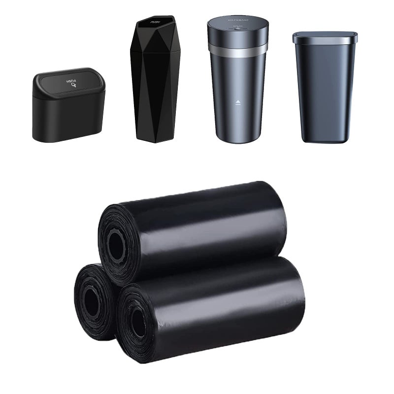 xuenair Car Trash Bag, [PE]Mini Trash Bags for Car, Mini Garbage Bags for Car Trash Can with Tear-Resistant Black Discreet Design Perfect Waste Disposal for Home Office On-The-Go Travel