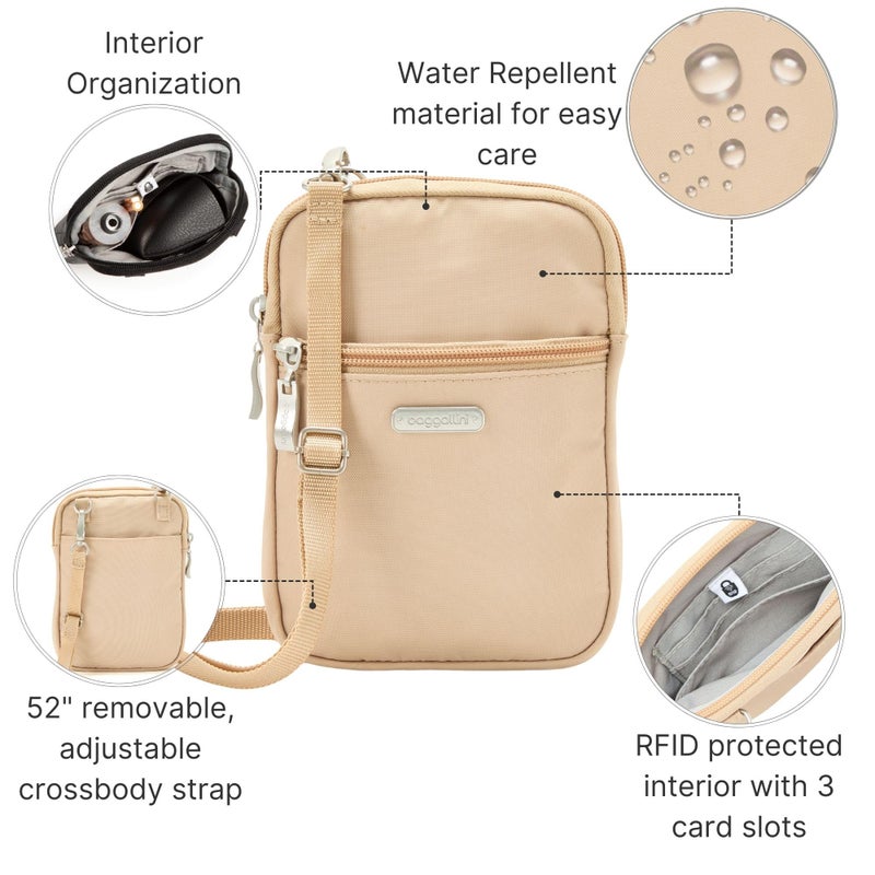 Baggallini Essential Mini Crossbody Bags for Women 5x7" Small Lightweight Nylon Durable Travel Purse Wallet Phone Crossbody w RFID - Image 2