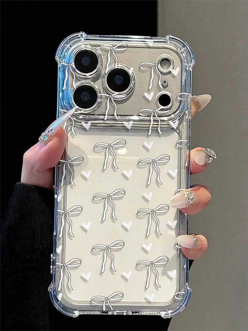 Stylish Pink Polka Dot Cross Bow Shockproof Phone Case - Perfect for Summer Daily Use, Compatible with iPhone Models