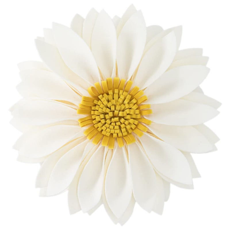 JWH 3D Flower Throw Pillow Cover Aesthetic Decorative Daisy Accent Pillow Case Hand Crafted Cushion Round Floral Pillowcase Home Bed Couch Bedroom Chair 12 Inch Beige