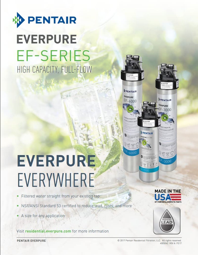 ever pure Pentair Everpure EF-1500 Quick-Change Filter Cartridge, EV985850, NSF Certified to Reduce Lead, For Use in Everpure EF-1500 Full Flow Drinking Water System, 1,500 Gallon Capacity, 0.5 Micron - Image 2