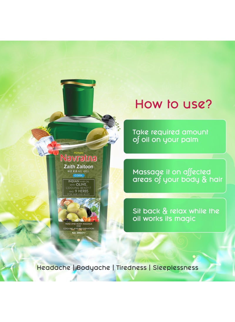 Navratna Himani Navratna Zaith Zaitoon Herbal Oil Cool - 200ML  - Image 5