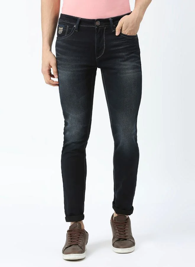 LAWMAN Pg3 Mid Rise Low Fade Jeans with Button Closure by Styli