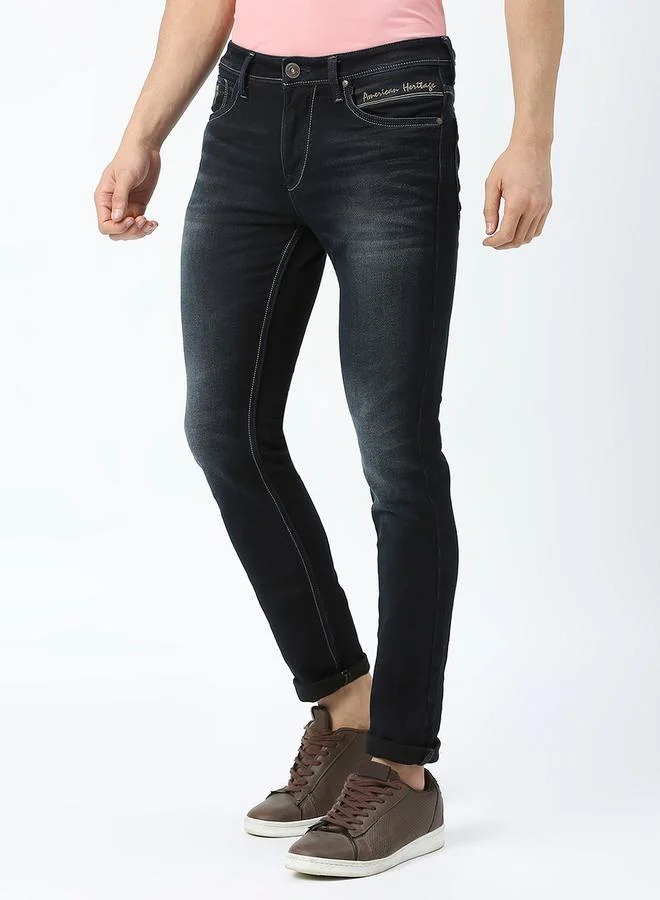 LAWMAN Pg3 Mid Rise Low Fade Jeans with Button Closure by Styli