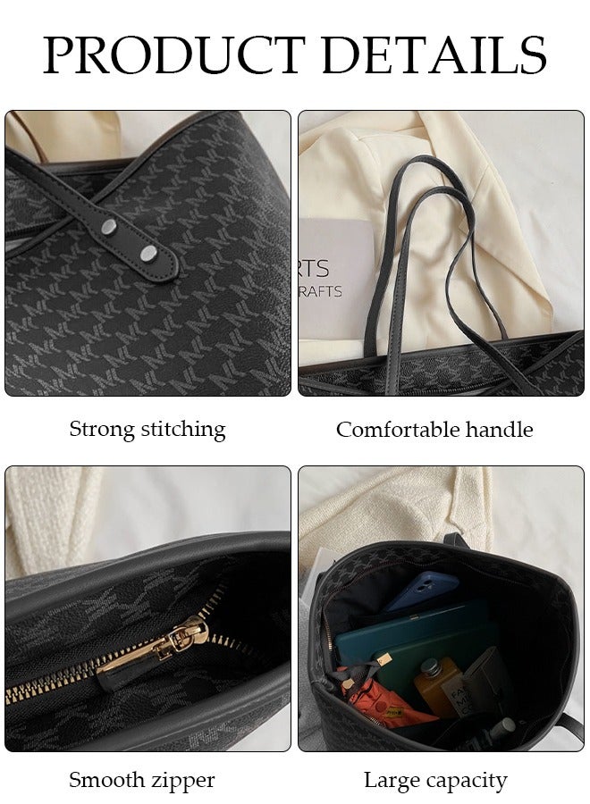 DUNISO Women's Shoulder Tote Bag Faux Leather Handbag for Women Large Capacity Messenger Fashionable Travel Shoulder Bag for Ladies Girls College Students - Image 3