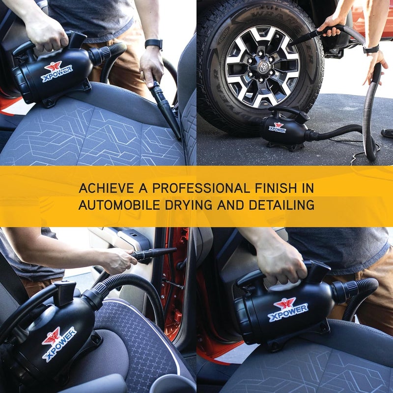 Xpower A-5 Electric Air Duster for Dusting, Drying, Inflating, Blowing, Vacuuming, Car Detailing, Computer, Leaf Blowing, 100 CFM, 5 Nozzles + 2 Brushes, High Performance Motor, Eco-Friendly - Image 4