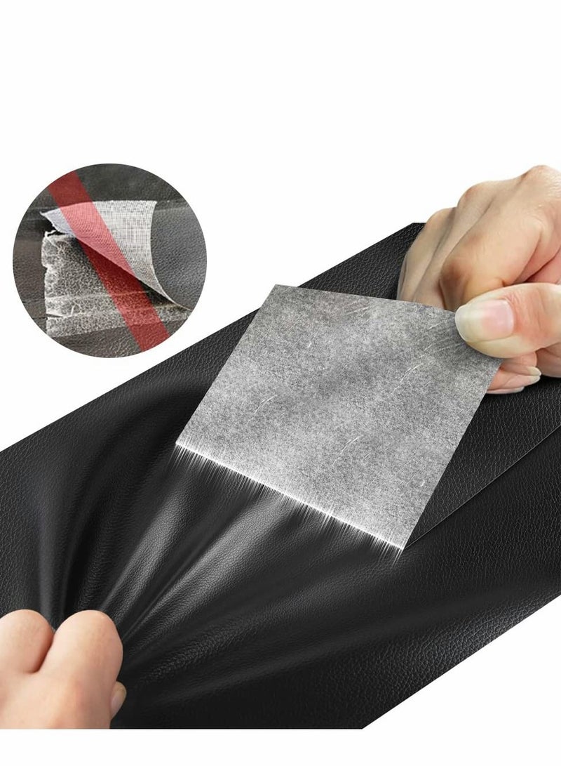 Generic Sofa Leather Repair Patches 50 X 137 cm Large Self Adhesive Decorative Tape DIY Adhesive Backed Lychee Repair Patches for Sofas Shoes Car Seats Handbags and Other Leather Patches (Black)  - Image 1