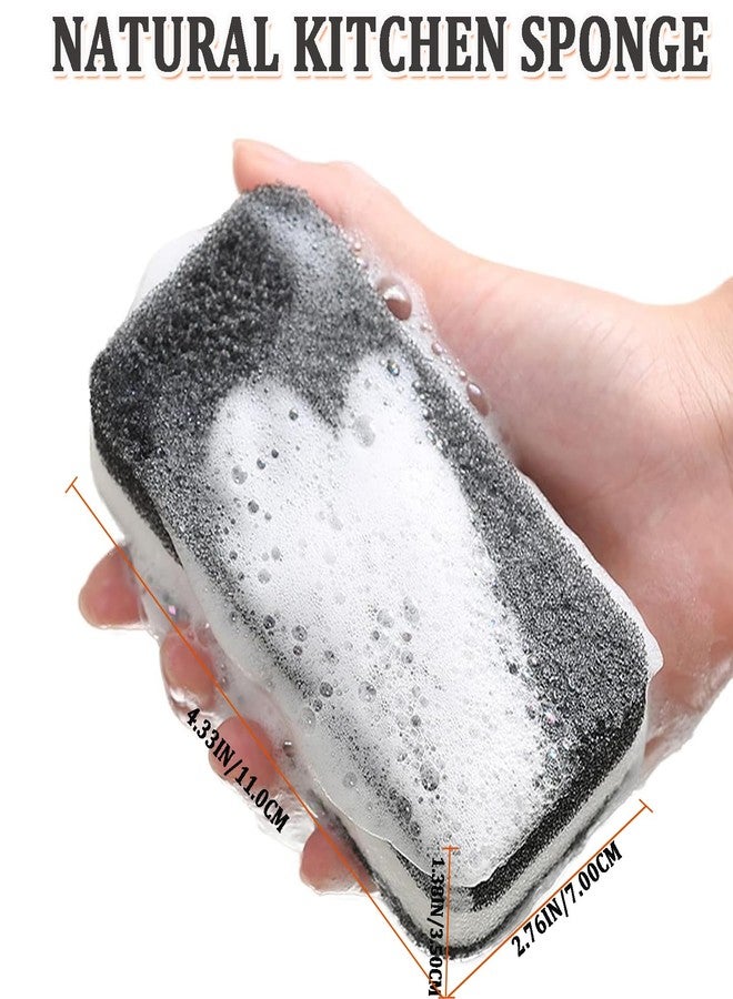 Taeku Natural Kitchen Sponge, 6 Pack Heavy Duty Scrub Cellulose Sponge Premium Multifunction Eco Friendly Cleaning Sponges for Dishes (Black) - Image 2