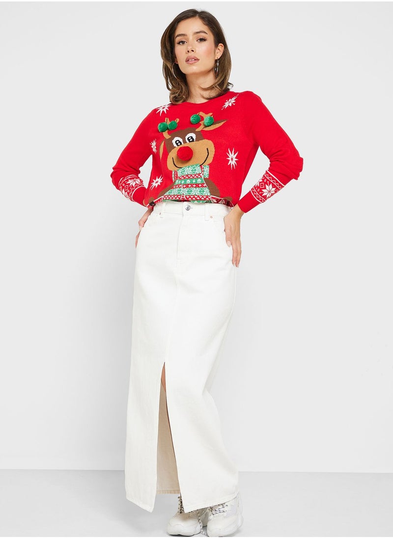 VERO MODA - Round Neck Printed Sweater - Image 1