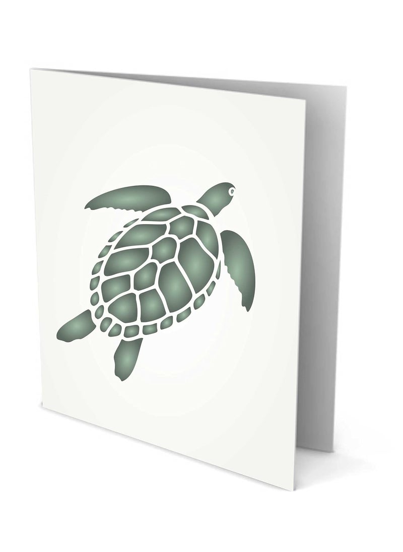 Usnyabni - Stencils for Walls: Turtle Stencil, 6.5 x 6.5 inch (L) - Sea Ocean Nautical Seashore Reef Endangered Stencils for Painting Template - Image 1