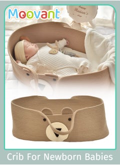 Moovant Baby Diaper Basket, Foldable Baby Sleeping Basket Outgoing, Baby Changing Handbasket, Portable Hand-Woven Moses Basket, Newborn Baby Cradle  - Image 1