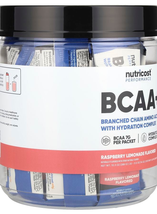 Nutricost Performance BCAA+ Raspberry Lemonade 20 Packets 0.5 oz (14 g) Each - Image 2