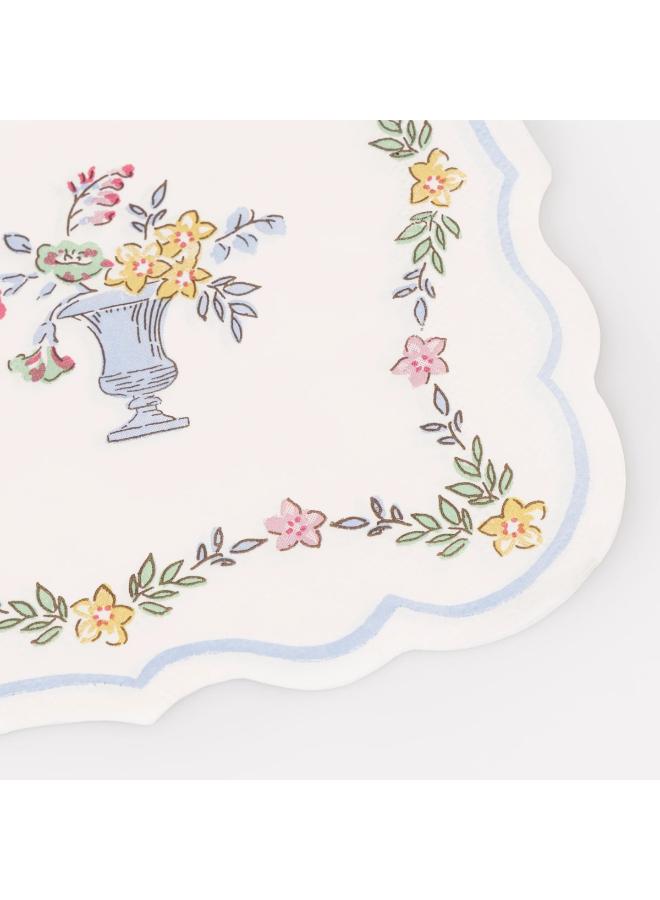 Meri Meri مناديل صغيرة بحدود شينتز - عبوة من 16، مناديل ورقية 3 طبقات بحواف متموجة وتصميم زهور شينتز روكوكو، أدوات مائدة أنيقة لحفلات الحدائق - Image 2