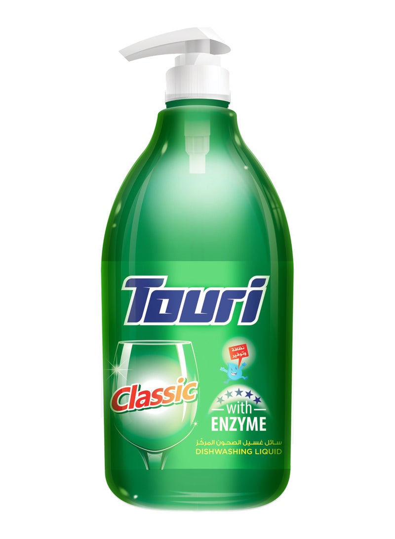 توري سائل غسيل الأطباق "توري" (Touri) فائق التركيز - الإصدار الكلاسيكي (1500 مل) بتركيبة إنزيمية ومضخة توزيع؛ منظف فعال يزيل الدهون العنيدة ولطيف على اليدين. - Image 1