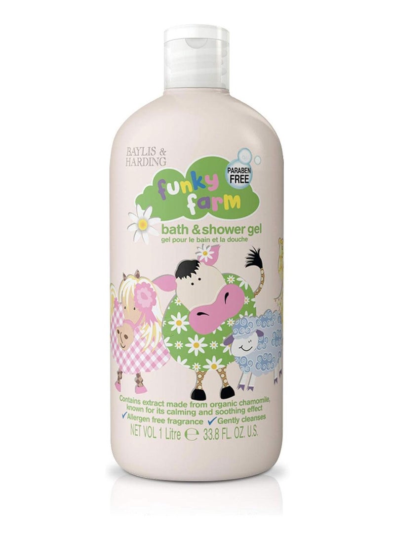 Baylis & Harding Funky Farm Kids Bath and Shower Gel, 1 Litre | Paraben Free | Allergen Free | Organic Chamomile Extract | Gentle and Soothing Formula for Kids | Fun and Refreshing Clean - Image 1
