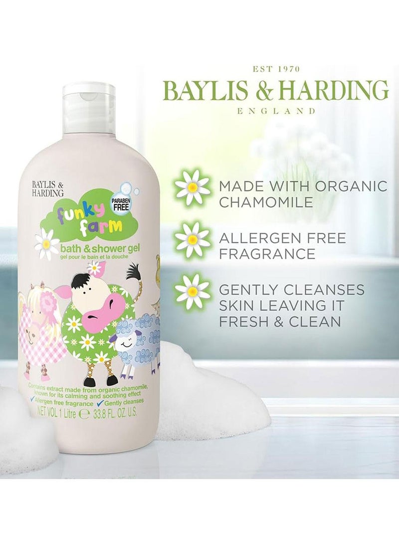 Baylis & Harding Funky Farm Kids Bath and Shower Gel, 1 Litre | Paraben Free | Allergen Free | Organic Chamomile Extract | Gentle and Soothing Formula for Kids | Fun and Refreshing Clean - Image 3