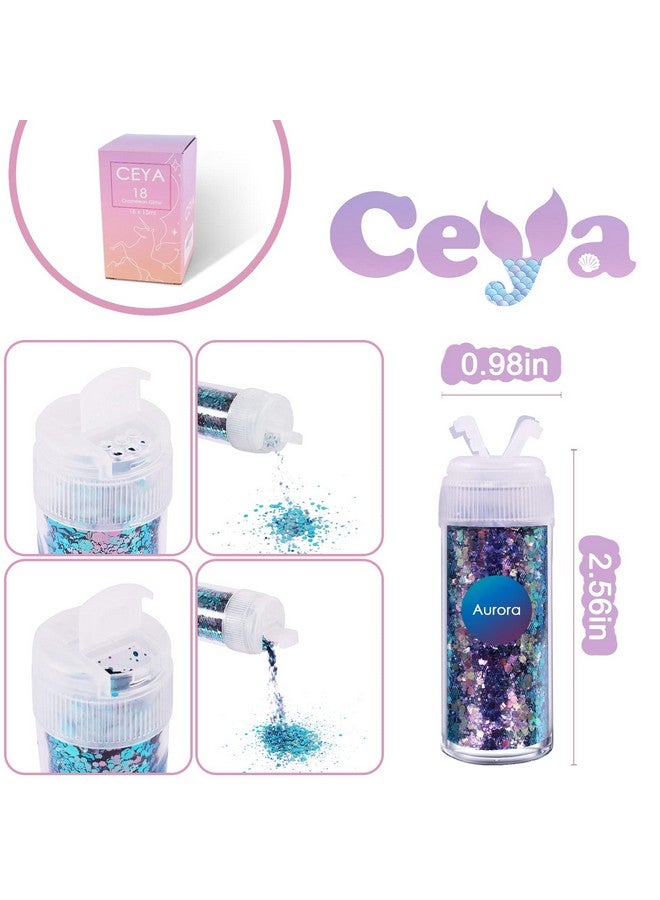 Ceya Chameleon Chunky Glitter Set 18 Colors, 6.3oz/180g Color Shift Craft Glitter Powder Color Changing Each 15ml Iridescent Flake Sequin for Epoxy Resin, Nail, Phone Case, Party Decor, Jewelry Making - Image 4