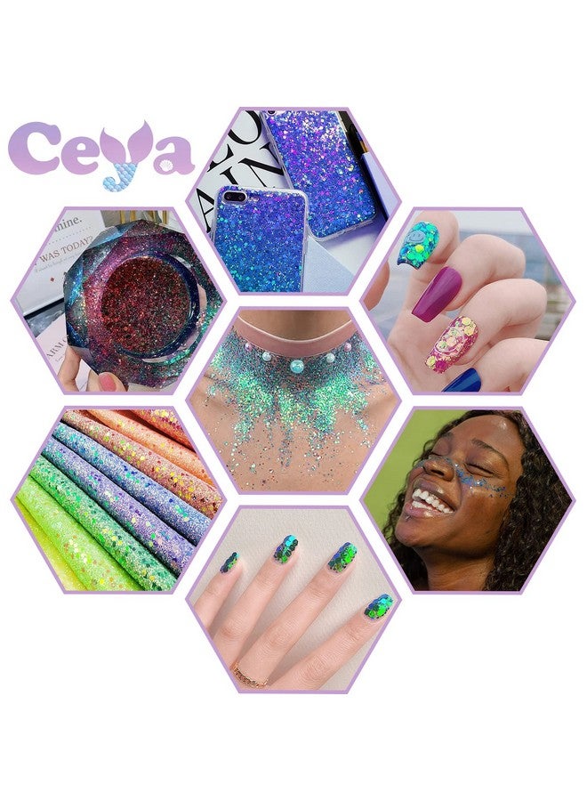 Ceya Chameleon Chunky Glitter Set 18 Colors, 6.3oz/180g Color Shift Craft Glitter Powder Color Changing Each 15ml Iridescent Flake Sequin for Epoxy Resin, Nail, Phone Case, Party Decor, Jewelry Making - Image 5