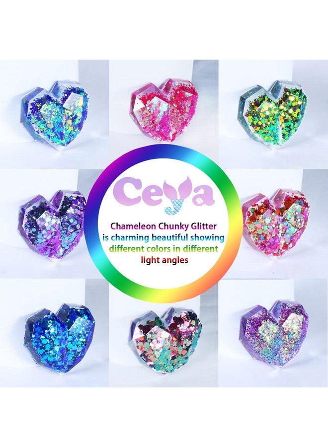 Ceya Chameleon Chunky Glitter Set 18 Colors, 6.3oz/180g Color Shift Craft Glitter Powder Color Changing Each 15ml Iridescent Flake Sequin for Epoxy Resin, Nail, Phone Case, Party Decor, Jewelry Making - Image 2