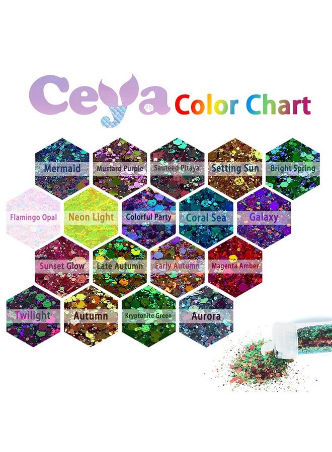 Ceya Chameleon Chunky Glitter Set 18 Colors, 6.3oz/180g Color Shift Craft Glitter Powder Color Changing Each 15ml Iridescent Flake Sequin for Epoxy Resin, Nail, Phone Case, Party Decor, Jewelry Making - Image 3