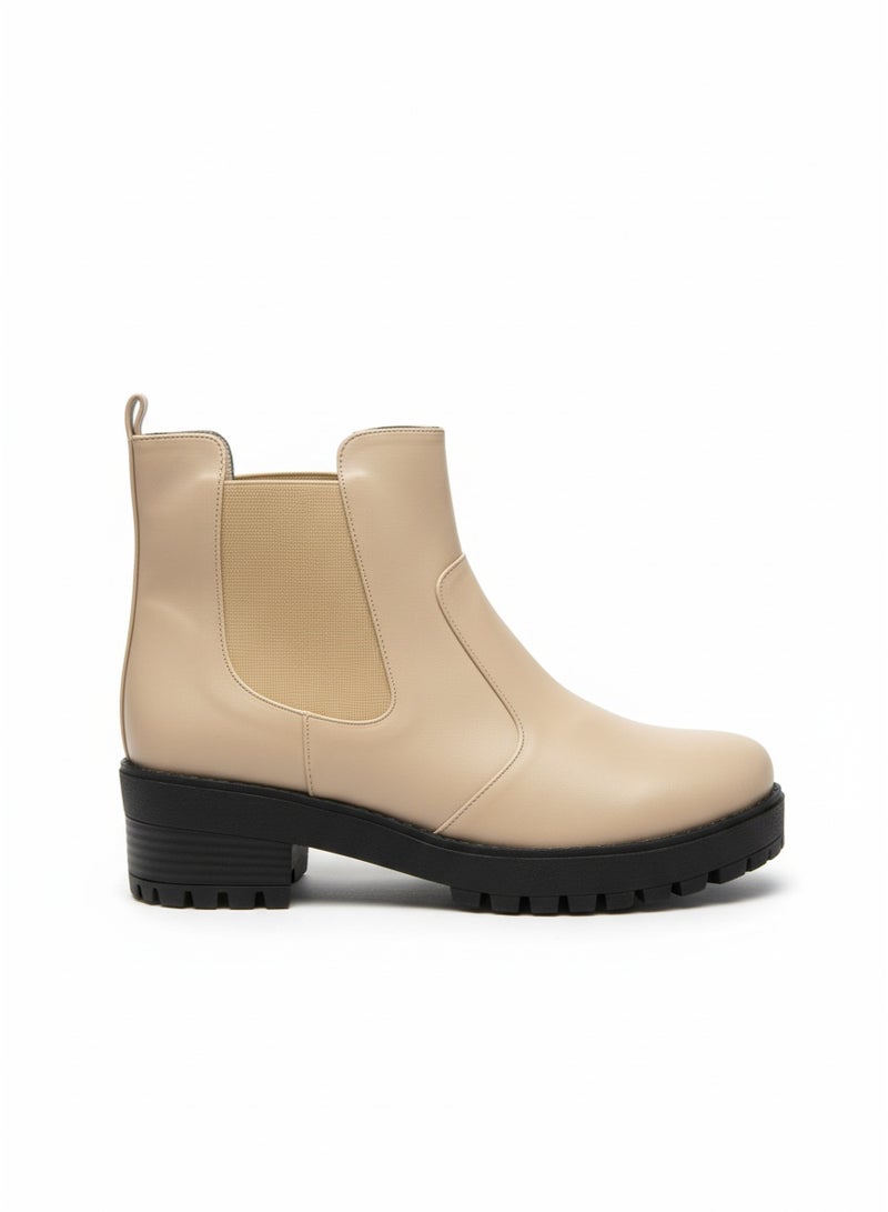 فيبراندا هاف بوت تشيلسي بتصميم عصري BO-1 بيج جلد - Image 2