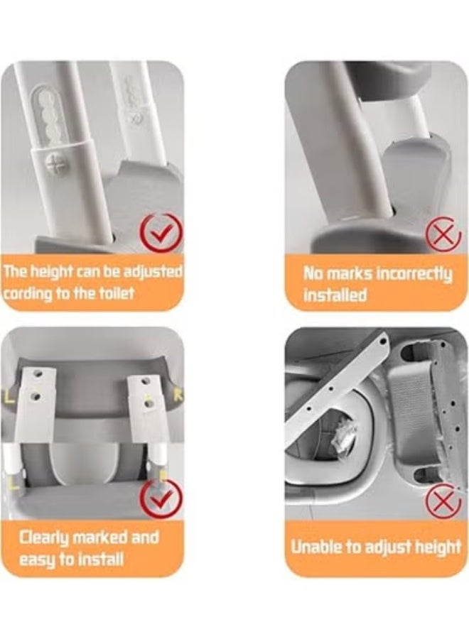 Children's Toilet Seat with Stairs, Toilet Seat, Adjustable Height, Splash Protection, Handles, Baby Potty for Boys Girls Toilet Training in the Bathroom (Cyan) - Image 2