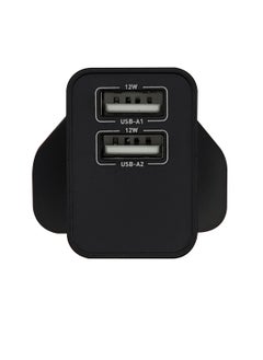 GRABIT Dual USB Wall Charger with A to Lightning Cable Fast 2.4A dual USB charging with a fixed UK plug and matte finish. Includes a 1m USB-A to non-MFI Lightning cable for reliable power delivery. Compatible with iPhones, iPads, Samsung, OnePlus, Xiaomi, Huawei, Google Pixel, and more. Perfect for home, office, and travel.  - Image 2
