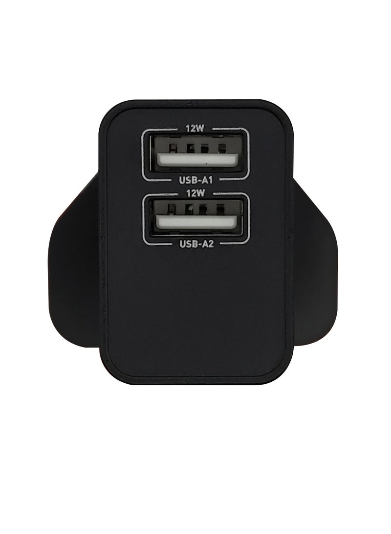 GRABIT Dual USB Wall Charger 2.4A with 1m A to Lightning Cable – Fast Charging, UK Plug  - Image 2