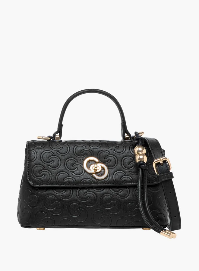 Celeste Monogram Embossed Crossbody Bag with Detachable Strap and Twist Lock Closure