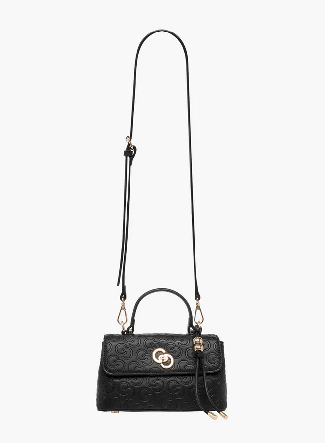 Celeste Monogram Embossed Crossbody Bag with Detachable Strap and Twist Lock Closure