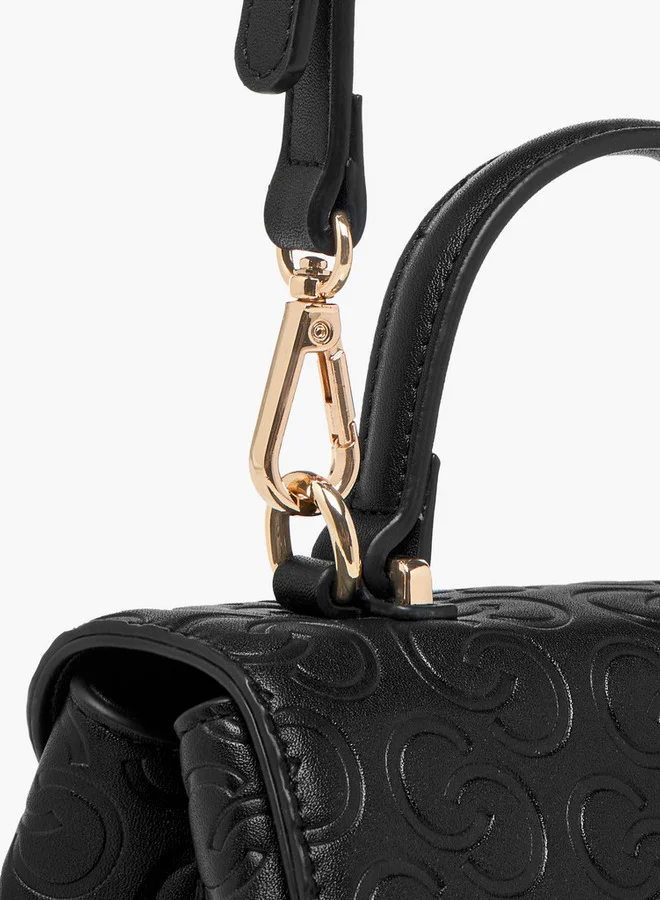 Celeste Monogram Embossed Crossbody Bag with Detachable Strap and Twist Lock Closure