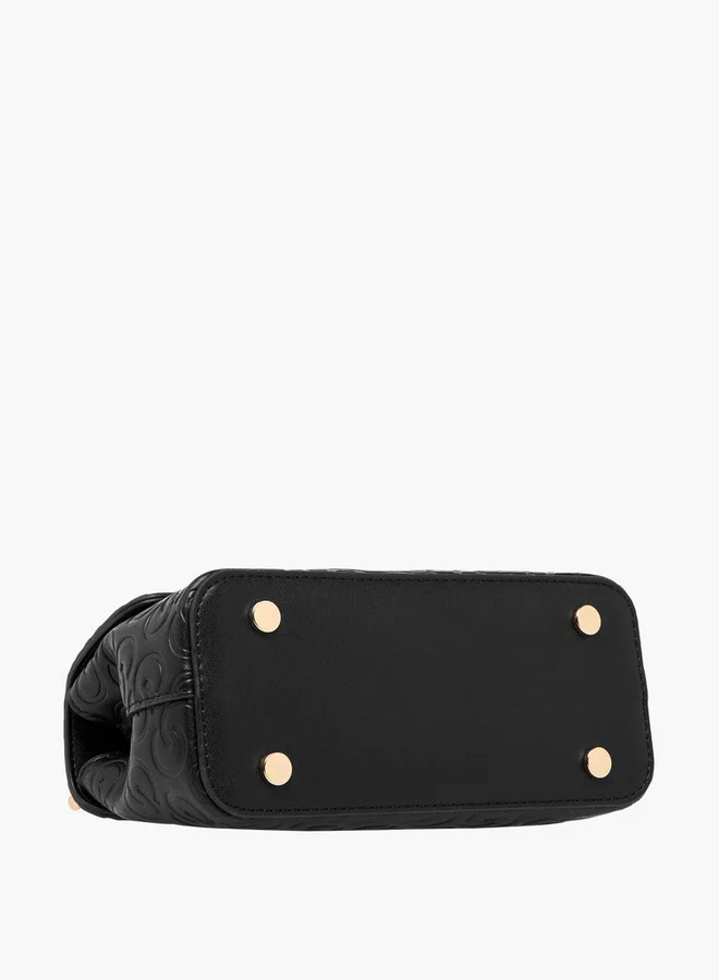 Celeste Monogram Embossed Crossbody Bag with Detachable Strap and Twist Lock Closure