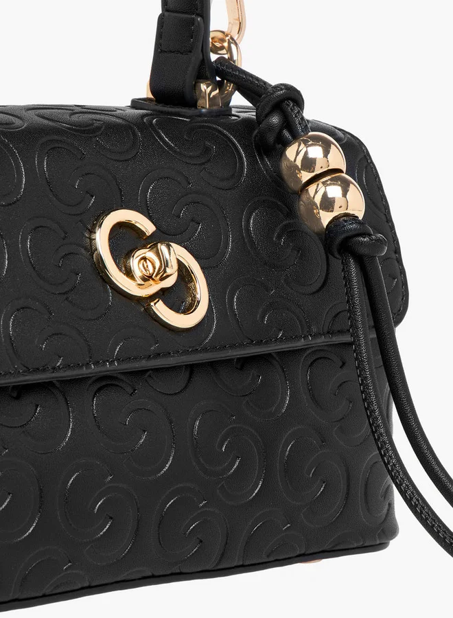 Celeste Monogram Embossed Crossbody Bag with Detachable Strap and Twist Lock Closure
