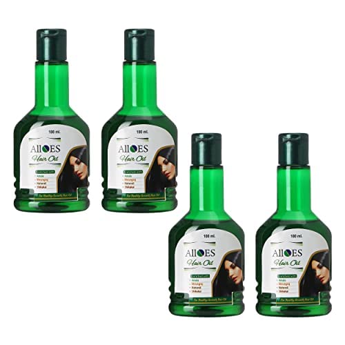 ALLOES PHARMACEUTICALS ALLOES PHARMACEUTICALS Natural Hair Oil Made with the Goodness of Amla Mehandi Mahendi Shikakai Bhringraj for deep irritated scalp 100ML Pack of 4  - Image 1