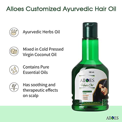 ALLOES PHARMACEUTICALS ALLOES PHARMACEUTICALS Natural Hair Oil Made with the Goodness of Amla Mehandi Mahendi Shikakai Bhringraj for deep irritated scalp 100ML Pack of 4  - Image 5