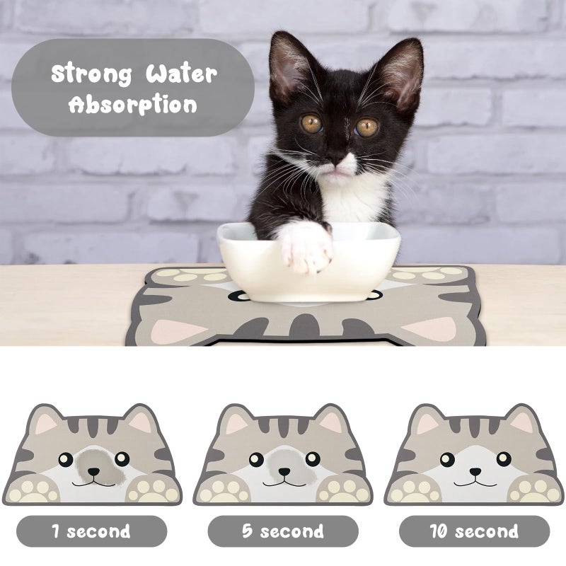 Zoeeya Grey Cat Food & Water Mats - Absorbent Pet Feeding Placemats 17.7 * 9.8 inch - Image 2