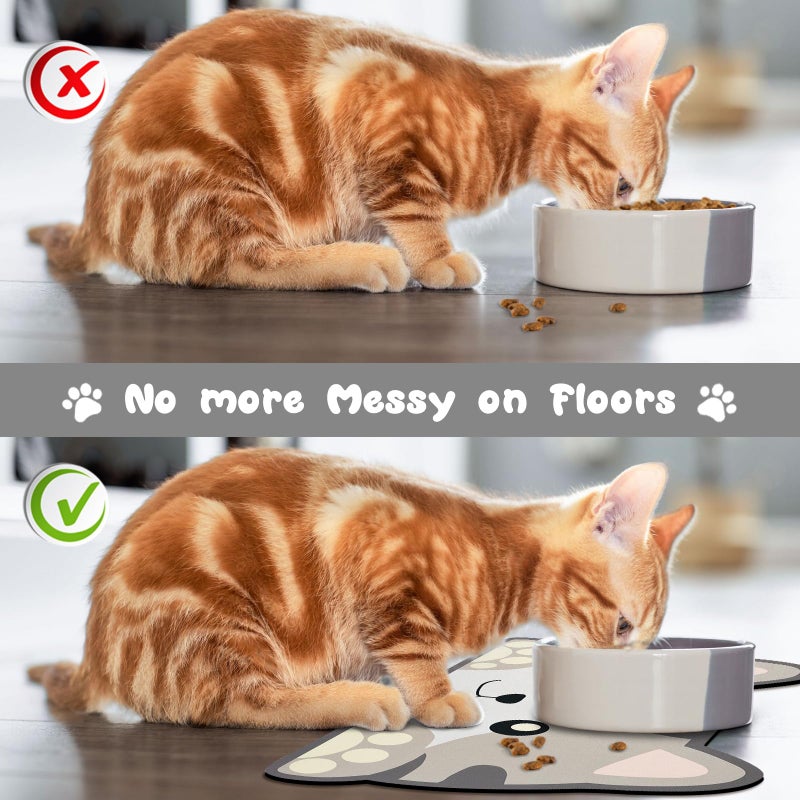 Zoeeya Grey Cat Food & Water Mats - Absorbent Pet Feeding Placemats 17.7 * 9.8 inch - Image 4