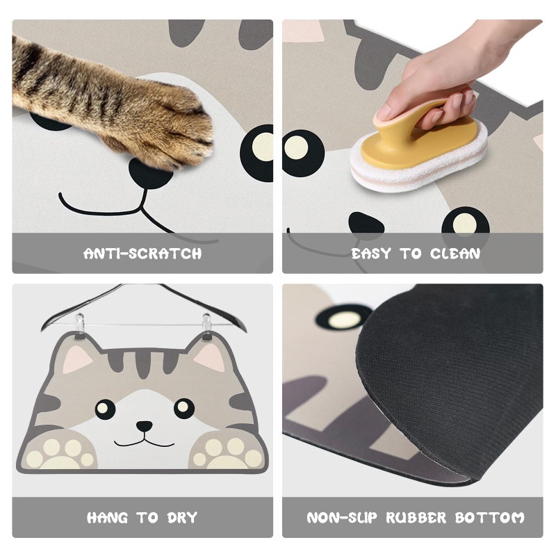 Zoeeya Grey Cat Food & Water Mats - Absorbent Pet Feeding Placemats 17.7 * 9.8 inch - Image 3