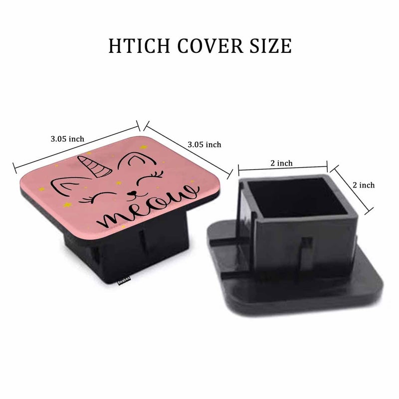 Beabes Unicorn Cat Trailer Hitch Cover for Trucks Cars - Cute Smiling Rubber Tow Plug Insert Receiver Tube Cap for Men Women  2 Inch  Pink - Image 2