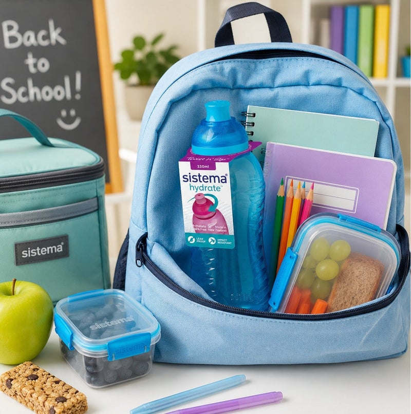 Sistema 330ML Squeeze Water Bottle, BPA Free Leak-Proof Reusable Sports Drinking Bottle, Lightweight Easy-Squeeze Bottle for School, Kids, Nursery, Sports, Travel & Everyday Hydration - Blue - Image 4