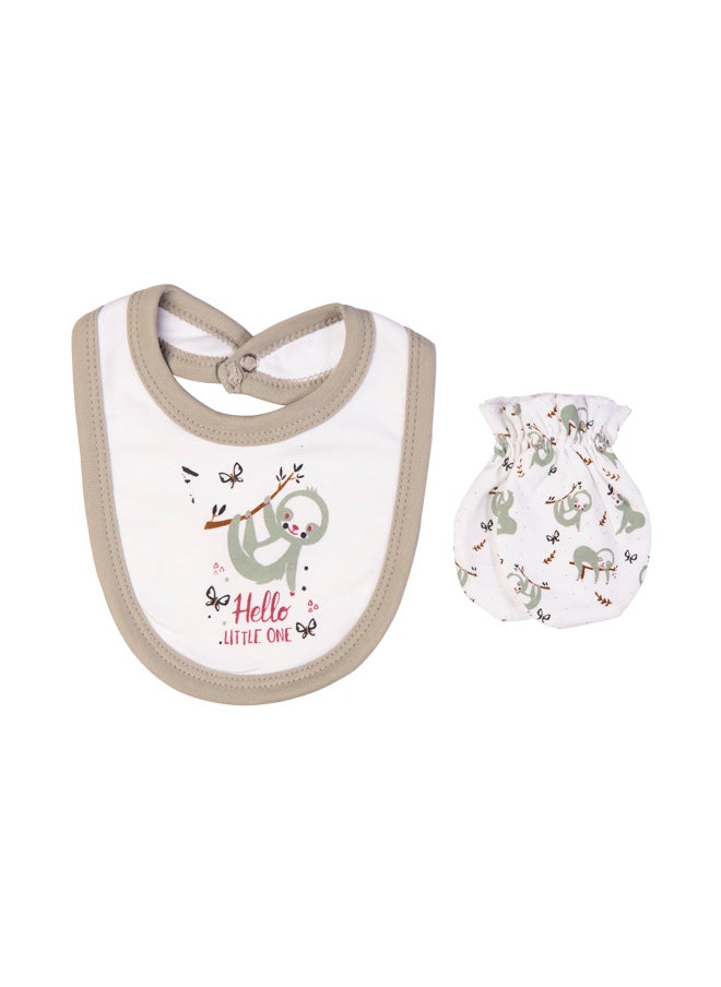 Babies Basic 5 Piece Unisex 100% Cotton Gift Set Include Bib, Romper, Mittens, Cap And Sleepsuit/Jumpsuit- Hello Little One  - Image 5