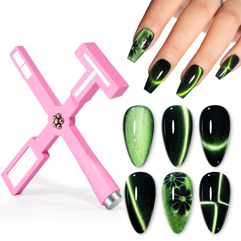 GELLEN 5 in 1 Cat Eye Magnet for Nails, Multi-function Strong Magnetic Nail Tools,3D Cat Eye Gel Nail Polish Wand Stick Tools Accessories for Nail Art, Salon, Manicure (Pink) - Image 1