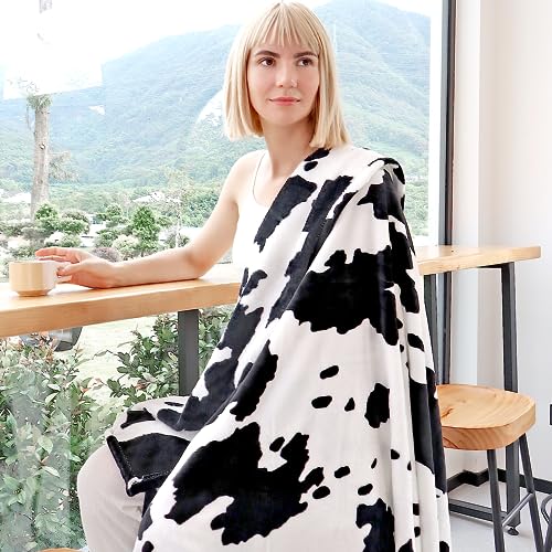 IMUKU Cow Print Blanket Soft Black and White Fleece Throw Warm Cozy Lightweight Couch Blanket Cute Cow Stuff Gifts for Women Girls Kids Mom Teens Boys - Image 4