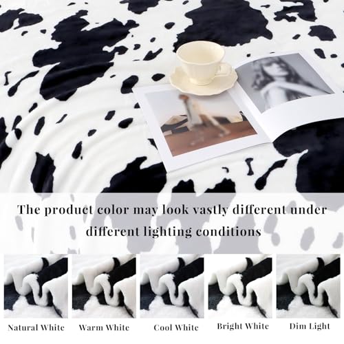 IMUKU Cow Print Blanket Soft Black and White Fleece Throw Warm Cozy Lightweight Couch Blanket Cute Cow Stuff Gifts for Women Girls Kids Mom Teens Boys - Image 3